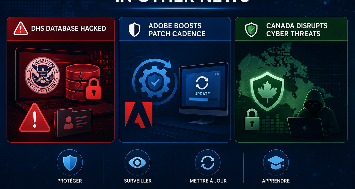 In Other News: DHS Database Hacked, Adobe Boosts Patch Cadence, Canada Disrupts Ransomware Ops